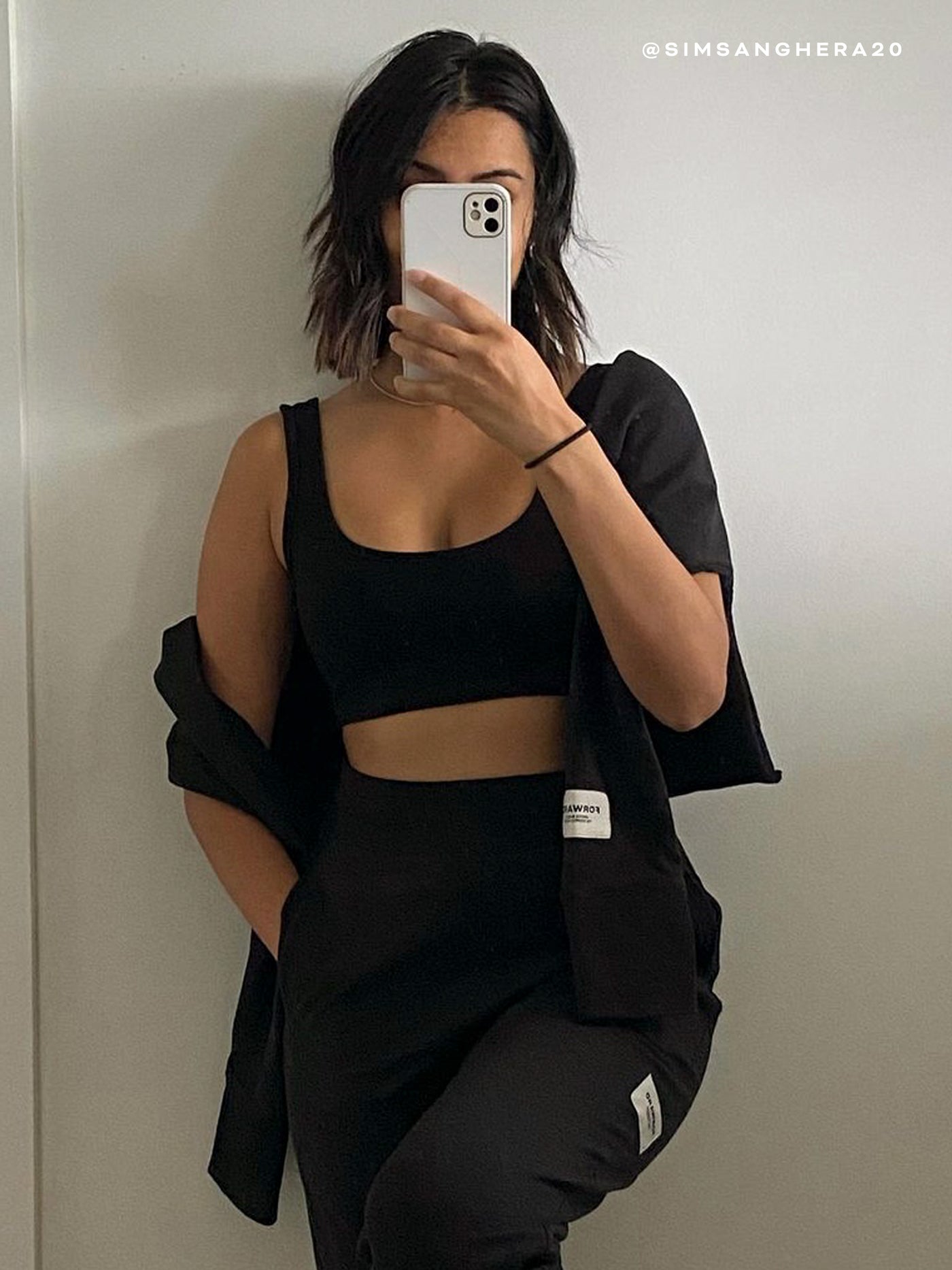 black jogger sweat pant and sports bra 